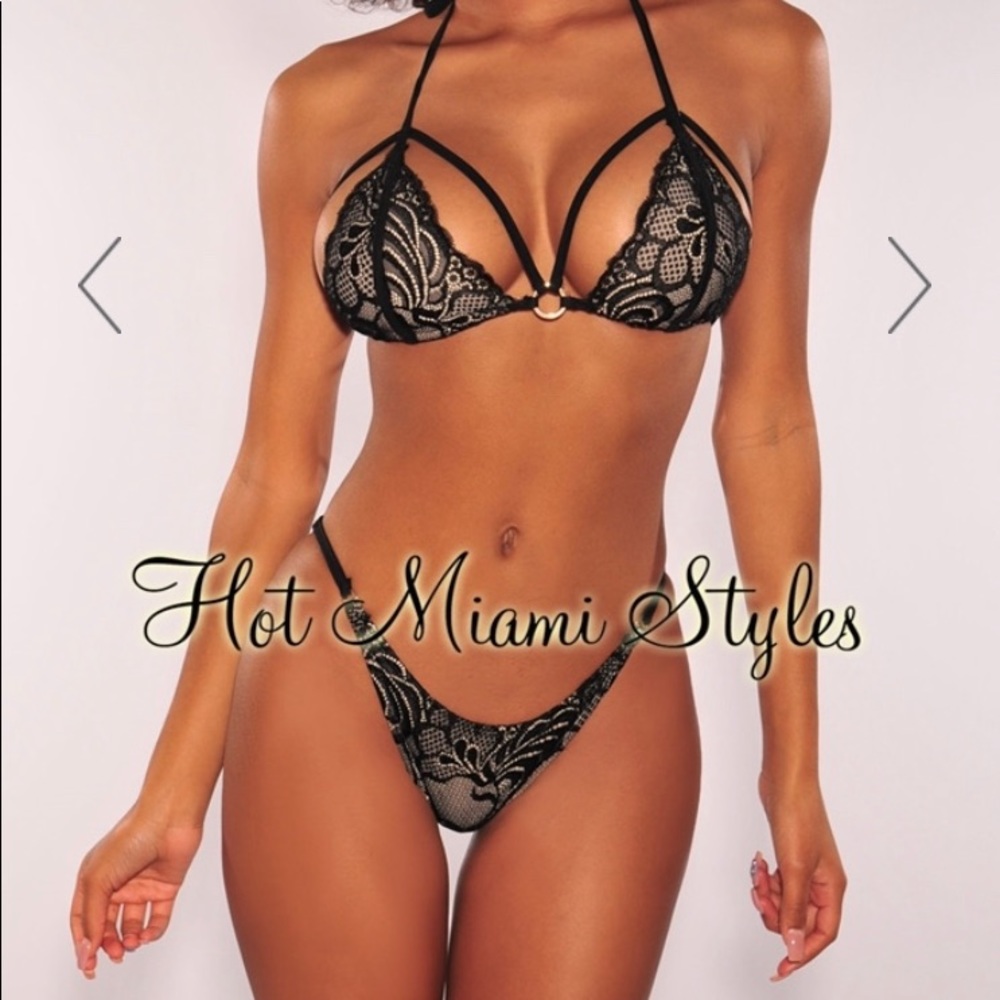 Brand new w/tags - Sexy black lace illusion bikini